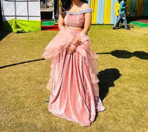 Velvet Peach Lehenga