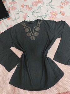 Embroidered Gray short kurti
