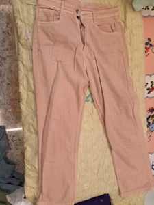 Pink Denim Straight Leg Jeans