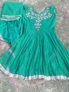 Zardozi Stone Work Anarkali Set Dupaata