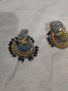 Blue Jhumka Earring Medium Size