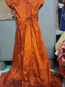 Orange Embellished Party Dress