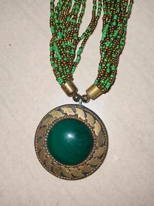 Boho Green Beaded Necklace