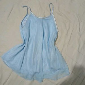 Babydoll Babyblue Coquettecore Satin Top Women