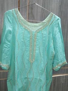 Elegant Aqua Embellished Kurta