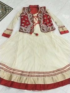 Gold Ane Red Colour Anarkali Top