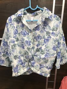Blue Floral Crop Top