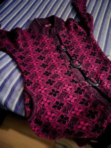 Pink Floral Knit Cardigan