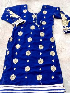 Elegant Blue Embroidered Suit
