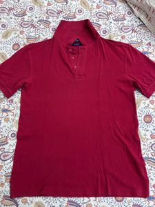 Men Maroom Color Colar T Shirt