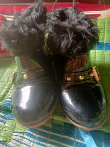 Black Furry Accent Boots show for girls