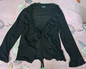 Black ruffled outer