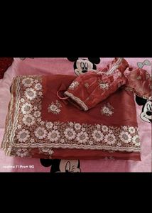 Elegant Embroidered Saree with Blouse