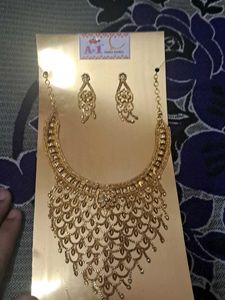 Elegant Gold-Toned Necklace &amp; Earring Set