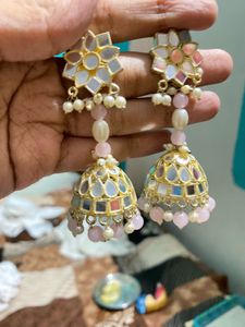 White And Pink Earrings