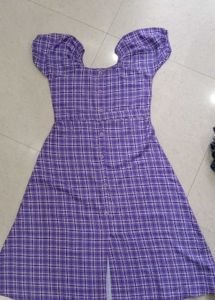 Vintage Plaid Puff Sleeve Dress