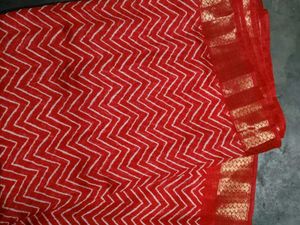 Elegant Red & White Saree
