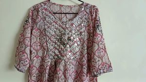 Floral Print Cotton Blend Kurit Pant Set
