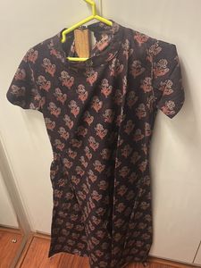 Pretty Black Hand Block Printed Kurta/frock