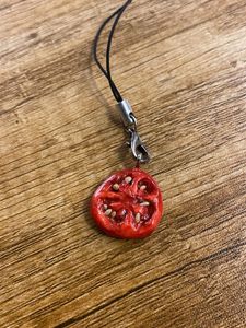 Tomato slice clay phone charm
