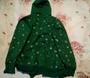 Green Patterned Zip-Up Hoodie