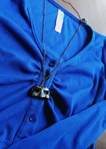 Full Sleeve Dark Blue Button Top 💙