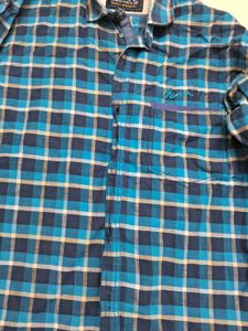 Blue Plaid Button-Down Shirt
