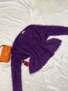 Purple Fuzzy Knit Sweater