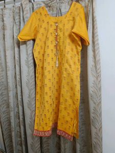 Yellow Printed Kurti