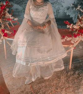 Elegant White Embroidered Ethnic Gown