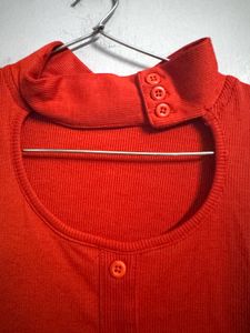 Stylish Red Cut-Out Full Sleeve Top