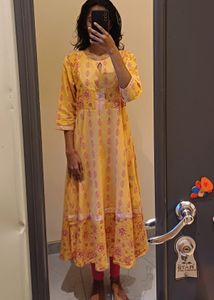 Pastel Yellow Kurti With Pink Leggings💖