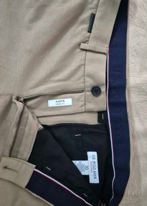 US Apollo ASN Tan Stretch Straight-Fit Trousers 32