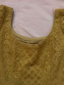 Chikan Kari Sequence Scoop Neck Kurta