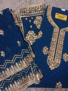 Elegant Blue Embroidered Suit