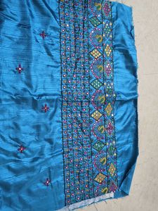 Embroidered Blue blouse Material