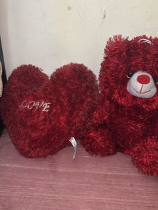 Red Plush Bear & Heart Set