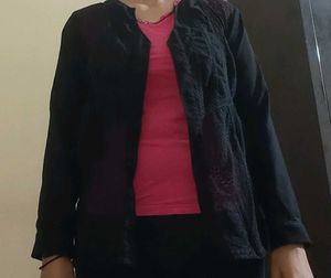 Black Shrug With Net Work