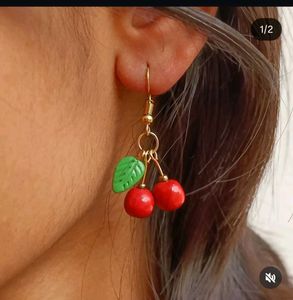 Cute clay Cherry Dangle Earrings