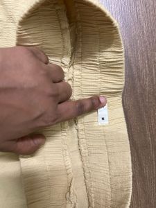 Light Yellow Button-Detail Pants