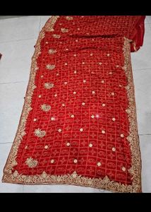 Beautiful Red Bandhani Saree