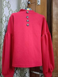 Shein Red Mock Neck Top XS