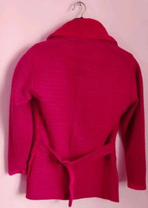 Magenta Knit Button-Down Cardigan