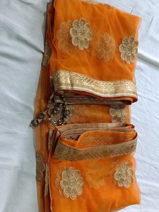 Orange Embroidered dupatta 🧡