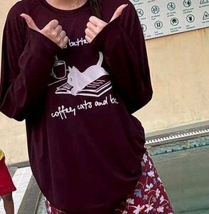 Long Sleeve  Oversize Maroon Colour Top