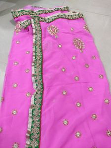 Pink Saree With Blouse