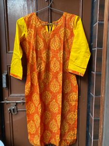 Yellow Printed Kurti