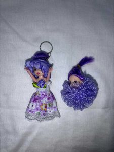 Purple Barbie Doll Keychain With Freebie