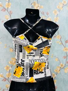Y2K Newspaper Print Cami Top