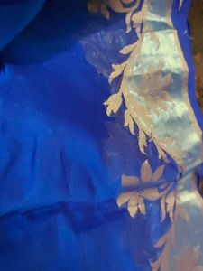 Royal Blue Saree with Silver Border